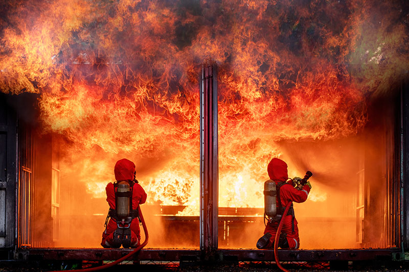 Firefighters tackling blaze